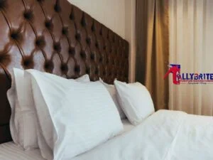 Brown napolite leather  headboard chesterfield