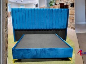 Serenely Stylish Light Blue Sleigh Bed.