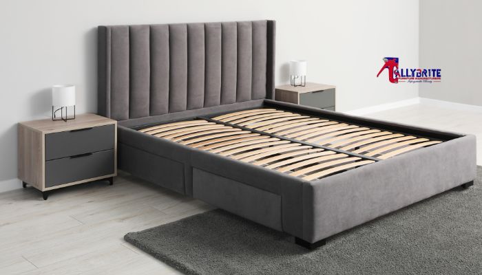 Sleigh Bed in Brownish with Two Pedestals - Image 3