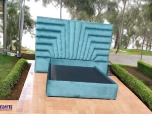 Soft Blue Sleigh Bed