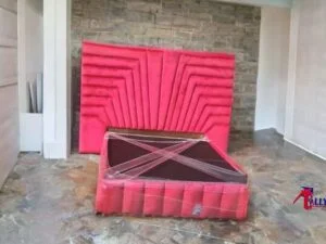 Striking Red Sleigh Bed