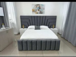 Charcoal Sleigh Bed with Headboard