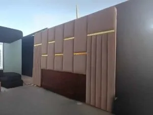 Headboard in Caramel Color with Gold Strip - Extra Length