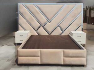 Sleigh Bed in Nuade Color with Headboard