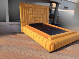 Sleigh Bed in XXL Size with Yellow Color