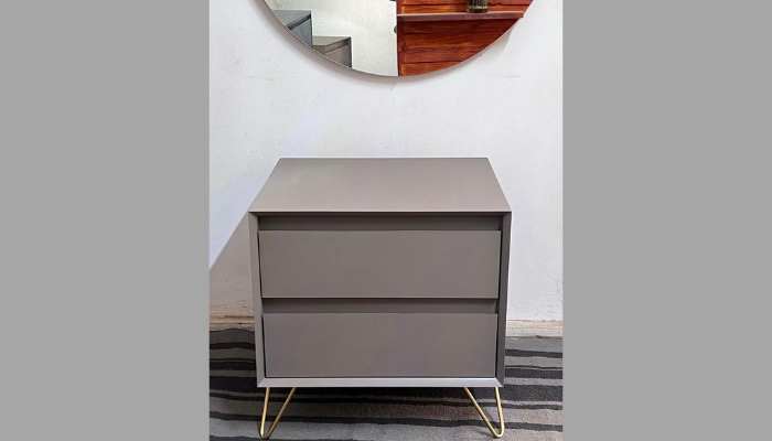 Set of 2 Grey Pedestals with Gold Hairpin Legs