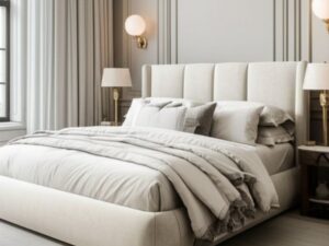 Cream Beige Upholstered Bed - Custom Sizes | Allybrite
