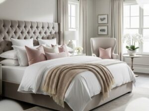 Tufted Upholstered Bed - Grey Taupe | Allybrite Furniture
