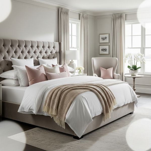 Tufted Upholstered Bed - Grey Taupe | Allybrite Furniture